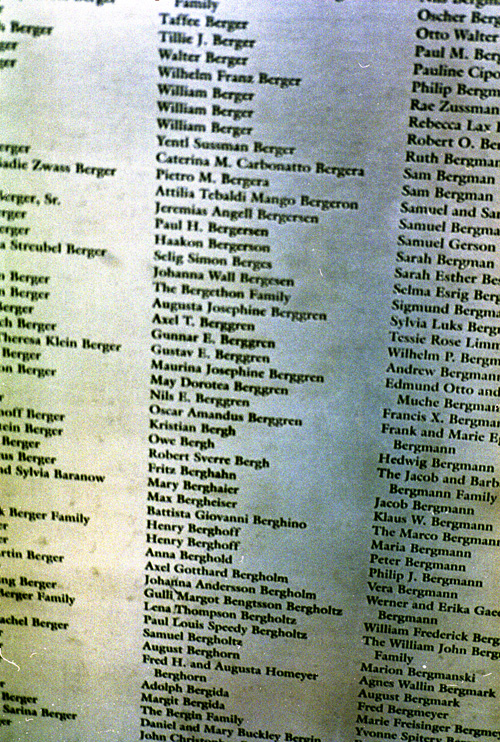 94-08-01, 00, Name Plates at Elis Island, NY