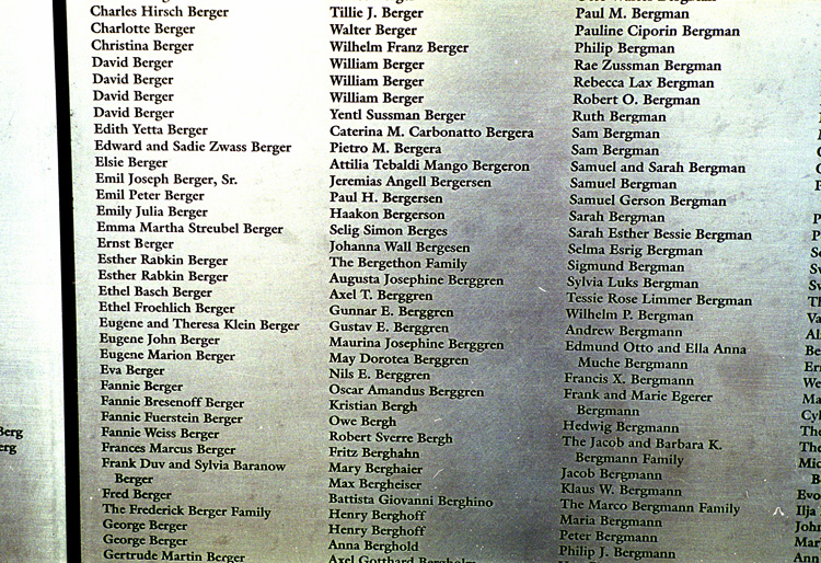 94-08-01, 07, Name Plates at Elis Island, NY