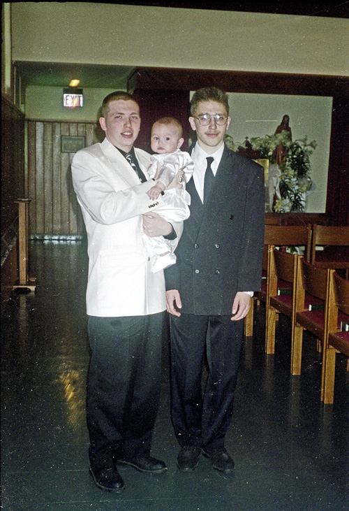 98-04-19, 10, Brian, Miikey, and Michael, Christening