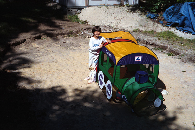 99-09-18, 04, Andrea and Toy Train, Mikey's 2nd Birthday