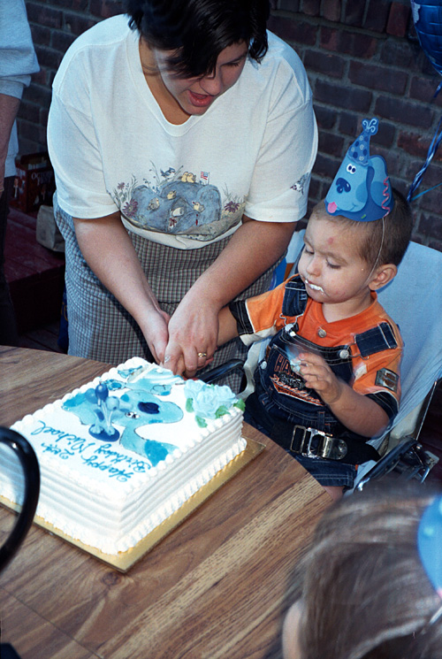 99-09-18, 16, Mikey cuting Cake, Mikey's 2nd Birthday