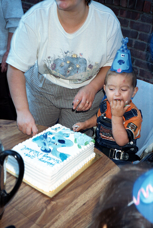 99-09-18, 17, Mikey eating Cake, Mikey's 2nd Birthday