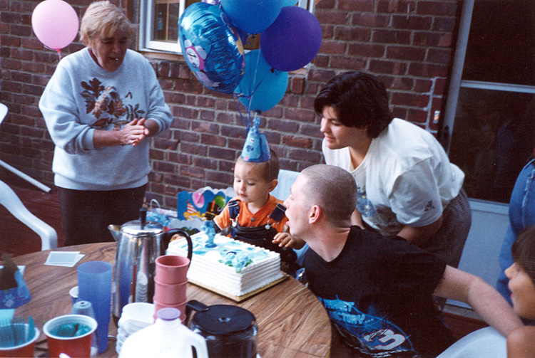 99-09-18, 26s, Mikey eating Cake, Mikey's 2nd Birthday