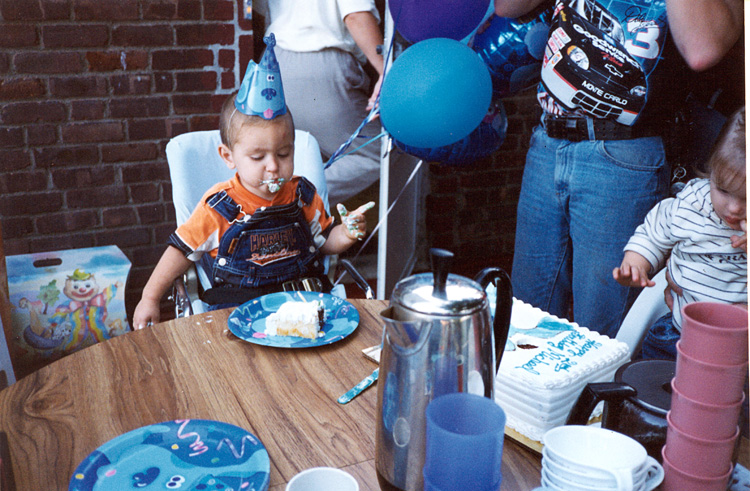 99-09-18, 30s, Mikey eating Cake, Mikey's 2nd Birthday