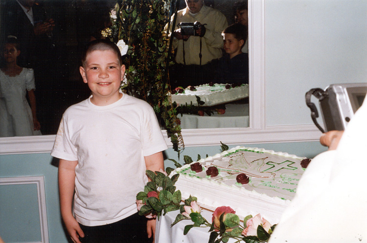 01-05-06, 79, PJ with Cake, Andrea's Communion