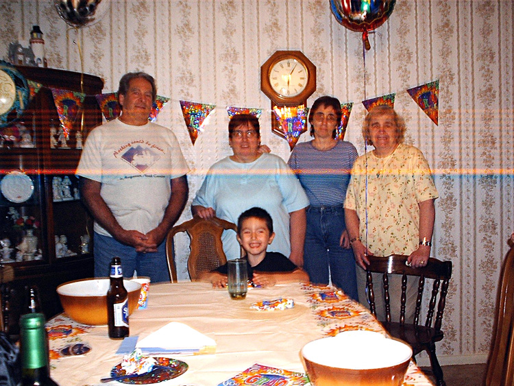 03-06-01, 06, Gerry-Janice-Linda-Grandma-Mikey, Gerry's Graduation Party