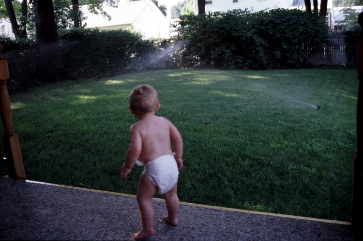 04-08-14, 01, Connor in the sprinklers