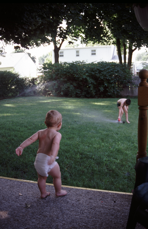 04-08-14, 05, Mikey and Connor in the sprinklers