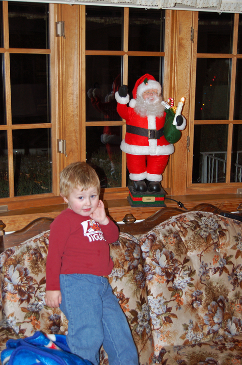 05-12-07, 04, Connor checking out Santa Claus