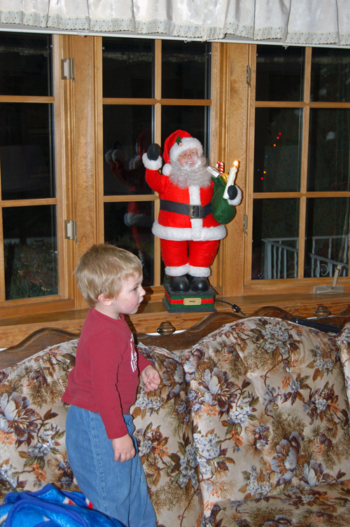 05-12-07, 05, Connor checking out Santa Claus