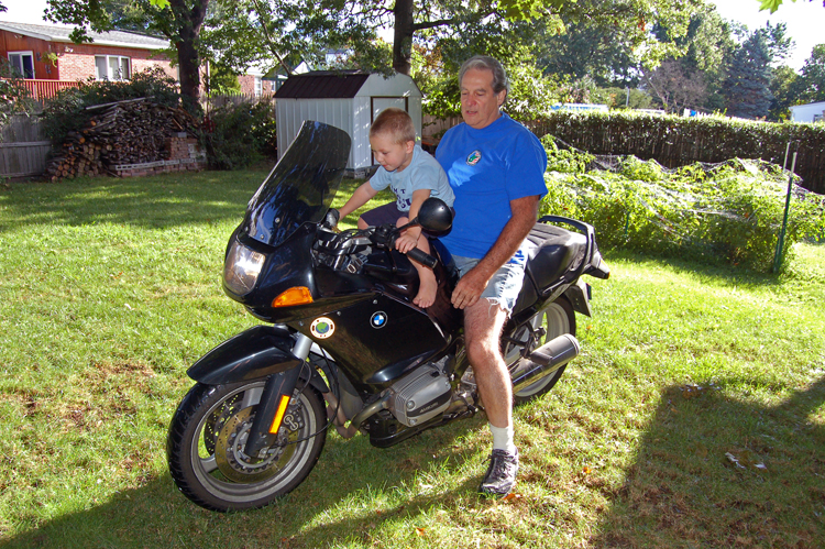 06-08-11, 002, Connor and Gerry on Motorcycle