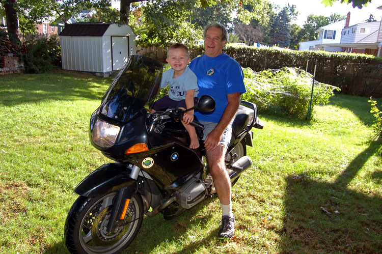 06-08-11, 004, Connor and Gerry on Motorcycle