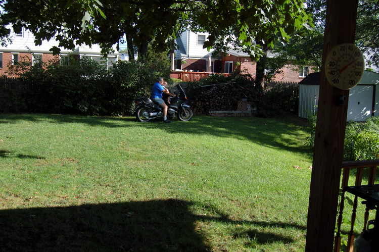 06-08-11, 005, Connor and Gerry on Motorcycle